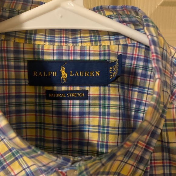 Boys Pastel plaid Ralph Lauren button down shirt size 18-20 XL long sleeve EUC - Picture 5 of 5